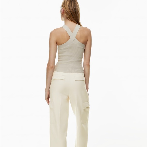 Aritzia Babaton Sculpt Knit Criss Cross Cropped Tank Sz S - Picture 2 of 6